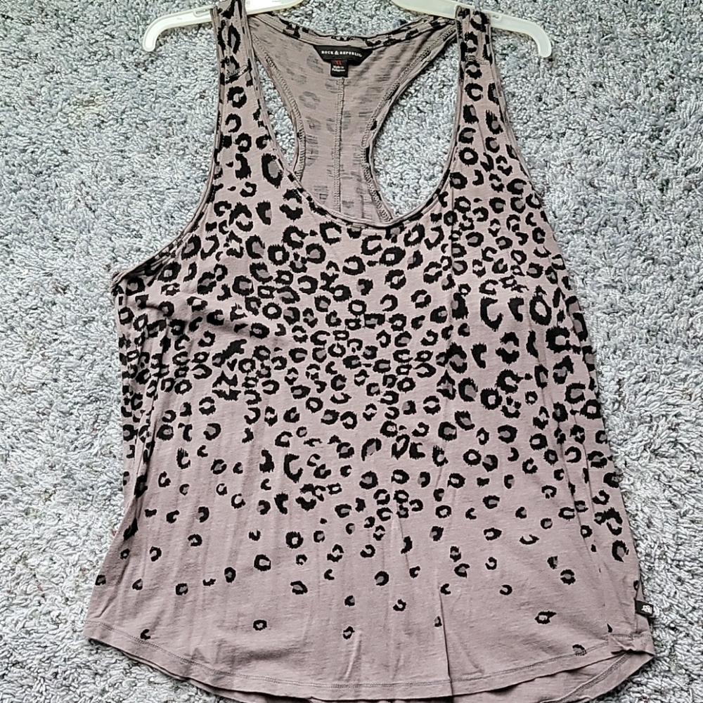 Rock & Republic grey cheetah racerback tank